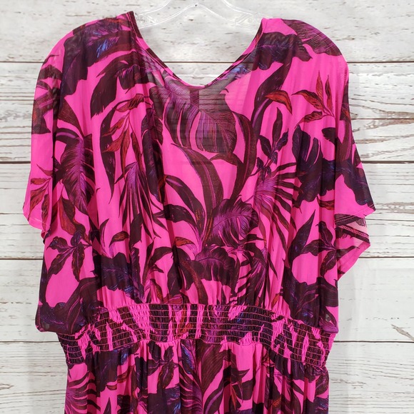 Torrid Women's Pink Mesh Smock Waist Cover Up Dress Size 4 - Picture 14 of 15